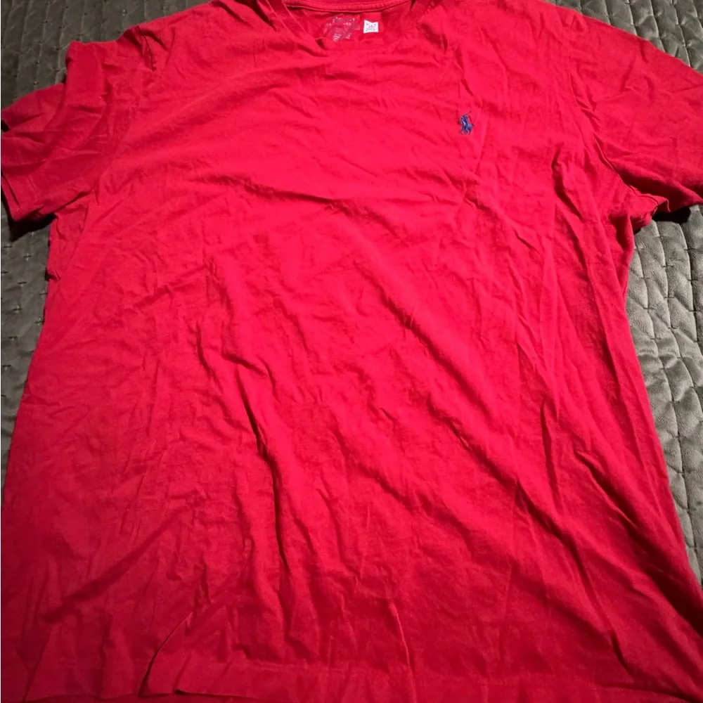 Polo Ralph Lauren,‎ red short sleeve T-shirt blue pony logo size XL